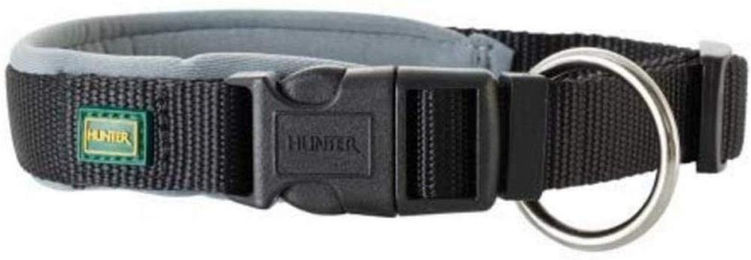 Hunter Hundehalsband Neopren Vario Plus Schwarz Grau Größe M aus Nylon mit Neoprenpolsterung – Bild 1 von 3