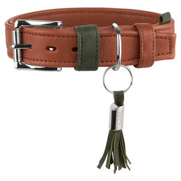Produktbild von Hunter Hundehalsband Portofino aus Leder cognac/oliv Größe XS-S 40 cm