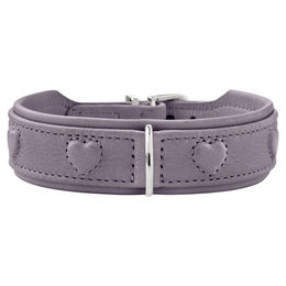 Hunter Hundehalsband Soho X Love aus Rindsleder für Welpen und kleine Hunde Flieder-Grau Größe XS – Bild 1 von 4