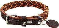 Hunter Hundehalsband Solid Education Cord aus Leder Dunkelbraun/Orange Größe 50 S-M – Bild 1 von 9