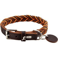 Produktbild von Hunter Hundehalsband Solid Education Cord aus Leder Dunkelbraun/Orange Größe 50 S-M
