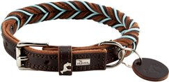Hunter Hundehalsband Solid Education Cord aus Leder Dunkelbraun Türkis Größe 55 – Bild 1 von 9
