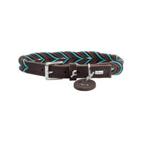 Produktbild von Hunter Hundehalsband Solid Education Cord aus Leder Dunkelbraun Türkis S-M 46-50 cm