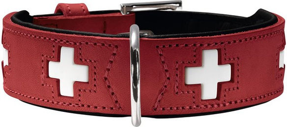 Hunter Hundehalsband Swiss aus Bio-Leder rot/schwarz Größe S-M 42 cm – Bild 1 von 7