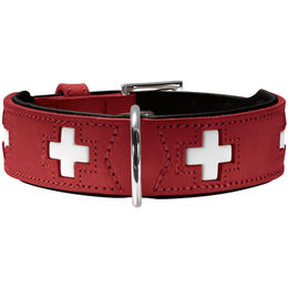 Hunter Hundehalsband Swiss aus Rindnappaleder Rot/Schwarz XL 75 cm – Bild 1 von 6