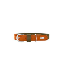 Produktbild von Hunter Hundehalsband Wolmar aus BioThane und Leder Khaki/Orange Größe S 45 cm
