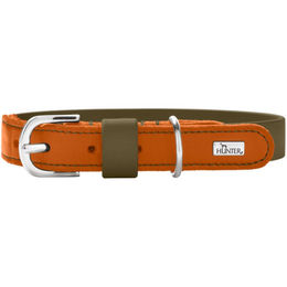 Hunter Hundehalsband Wolmar aus BioThane und Leder Khaki/Orange Größe S-M 50 cm – Bild 1 von 6