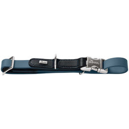 Hunter Hundehalsband Wolmar aus BioThane und Leder mit Alu-Strong Verschluss Rauchblau/Schwarz XL – Bild 1 von 4