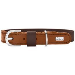 Hunter Hundehalsband Wolmar aus BioThane und Leder Schokobraun Cognac Größe S 40 cm – Bild 1 von 5