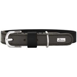 Hunter Hundehalsband Wolmar aus BioThane und Leder Schwarz/Grau Größe S 45 cm – Bild 1 von 5
