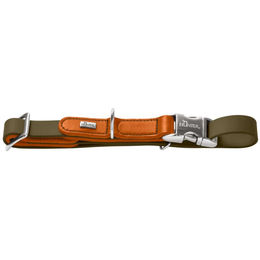 Hunter Hundehalsband Wolmar BioThane und Leder mit Alu-Strong Verschluss Khaki/Orange XL – Bild 1 von 4