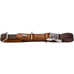 Hunter Hundehalsband Wolmar BioThane und Leder mit Alu-Strong Verschluss Schokobraun/Cognac Größe L – Bild 1 von 5