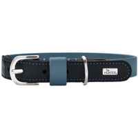 Produktbild von Hunter Hundehalsband Wolmar BioThane und Leder Rauchblau Schwarz Größe S-M 50 cm