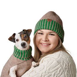 Hunter Hundepullover Odense mit Mütze Set beige grün – Bild 1 von 6