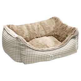 Produktbild von Hunter Hundesofa Astana Hundebett mit Karo-Design und Wendekissen in Beige Größe S - 60 cm