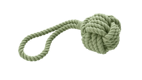 Produktbild von Hunter Hundespielzeug Inari Ball mit Handschlaufe aus Baumwolle Lindgrün Größe M zur Zahnpflege