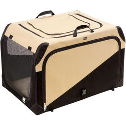 HUNTER Hundetransportbox faltbar Beige Größe L mit Mesh-Fenstern und Liegematte – Bild 1 von 6