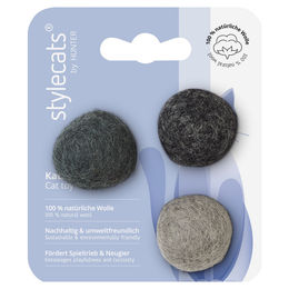 Hunter Katzenspielzeug Miniball 3er-Set aus Wolle in Grau für alle Altersstufen – Bild 1 von 1