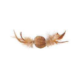 Produktbild von Hunter Katzenspielzeug Moa Ball aus Plüsch in Braun mit Federn