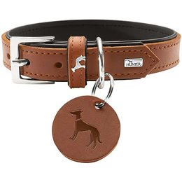Hunter Larvik Hundehalsband aus Leder cognac/schwarz Größe S-M - 50 cm – Bild 1 von 10
