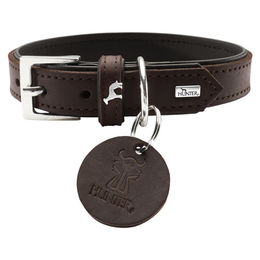 Hunter Larvik Hundehalsband aus Leder dunkelbraun/schwarz Größe M-L – Bild 1 von 5