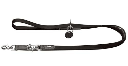 Hunter Leder Hundeführleine Lemvig verstellbar schwarz/steingrau 15 mm / 200 cm – Bild 1 von 4