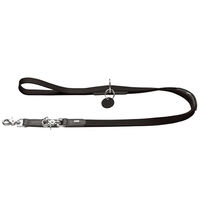 Produktbild von Hunter Leder Hundeführleine Lemvig verstellbar schwarz/steingrau 15 mm / 200 cm
