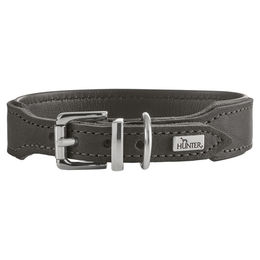 Produktbild von Hunter Lederhalsband Malta für Hunde in Steingrau/Schwarz Größe L - 1 Stk.