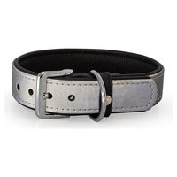 Produktbild von Hunter Lederhalsband Oslo Silver Reflective Schwarz 60 cm