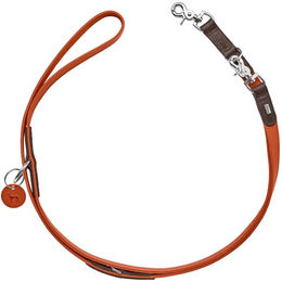 Hunter Lemvig Verstellbare Hundeführleine aus Leder Orange/Dunkelbraun 15 mm / 200 cm – Bild 1 von 7