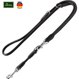 Hunter Round & Soft Verstellbare Hundeführleine aus Leder Schwarz M-L – Bild 1 von 4