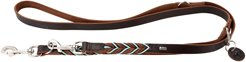 Hunter Solid Education Cord Führleine für Hunde aus Leder und Kontrastseil Braun Türkis 200 cm – Bild 1 von 4