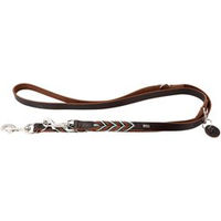 Produktbild von Hunter Solid Education Cord Führleine für Hunde aus Leder und Kontrastseil Braun Türkis 200 cm