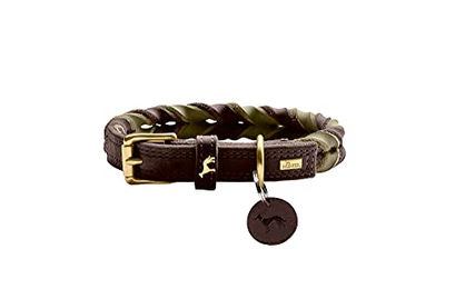 Hunter Solid Education Duo Erziehungshalsband aus Leder Dunkelbraun/Oliv – Bild 1 von 5