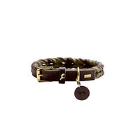 Produktbild von Hunter Solid Education Duo Erziehungshalsband aus Leder Dunkelbraun/Oliv
