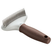 Produktbild von Hunter SPA Entwirrungsstriegel für langhaarige Hunde, zweireihig, braun/grau mit Edelstahlzinken - 1 Stk.