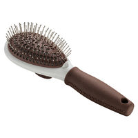 Produktbild von Hunter Spa Pflegebürste für Hunde selbstreinigend groß braun grau mit Edelstahl