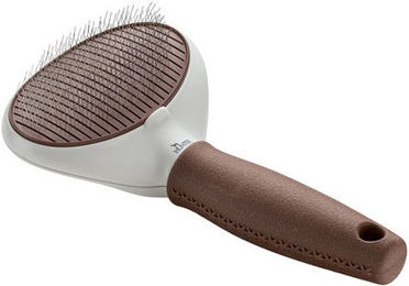 Hunter Spa selbstreinigende Zupfbürste für Hunde aus Edelstahl in Braun/Grau Größe Groß - 1 Stk. – Bild 1 von 12