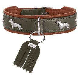 Hunter Teckel-Halsband München Hund Leder grün/cognac Größe XS – Bild 1 von 8