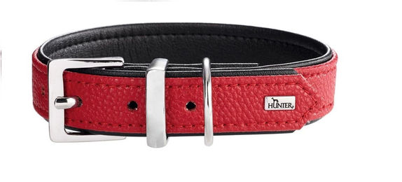 Hunter Vega Hundehalsband aus Kunstleder rot/schwarz Größe 30 XS – Bild 1 von 6