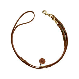 Hunter Verstellbare Führleine Solid Education Duo aus Leder für Hunde Cognac/Oliv 20/200cm – Bild 1 von 9