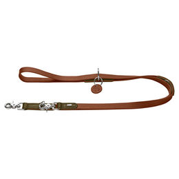 Hunter Verstellbare Hundeführleine Lemvig aus Leder Cognac/Oliv 15 mm 200 cm – Bild 1 von 2
