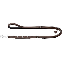 Hunter Verstellbare Hundeführleine Love aus Rindnappaleder braun/schwarz 13/200 cm – Bild 1 von 8