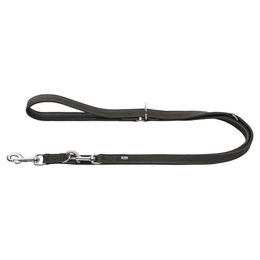 Hunter Verstellbare Hundeführleine Malta aus Leder in Steingrau/Schwarz 13/200 cm – Bild 1 von 2