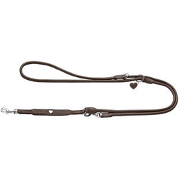Hunter Verstellbare Hundeführleine Round & Soft Love aus Leder in Braun 6 mm / 200 cm – Bild 1 von 9