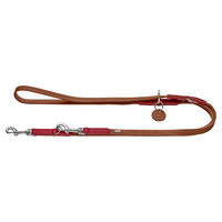 Produktbild von Hunter Verstellbare Leder Führleine Varnby Cognac/Rot 200 cm x 20 mm