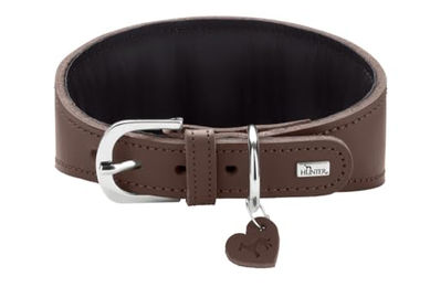 Hunter Windhundhalsband Love aus Rindsleder braun/schwarz Größe S-M - 1 Stk. – Bild 1 von 5