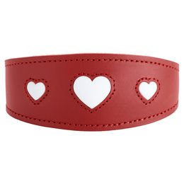 Hunter Windhundhalsband Love aus Rindsleder rot/schwarz Größe XS – Bild 1 von 7