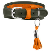 Produktbild von Hunter Windhundhalsband Portofino aus Leder in Oliv/Orange Größe S
