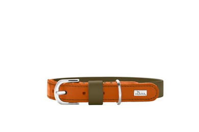 Hunter Wolmar Hundehalsband aus BioThane und Leder Khaki/Orange Größe M 55 cm – Bild 1 von 7